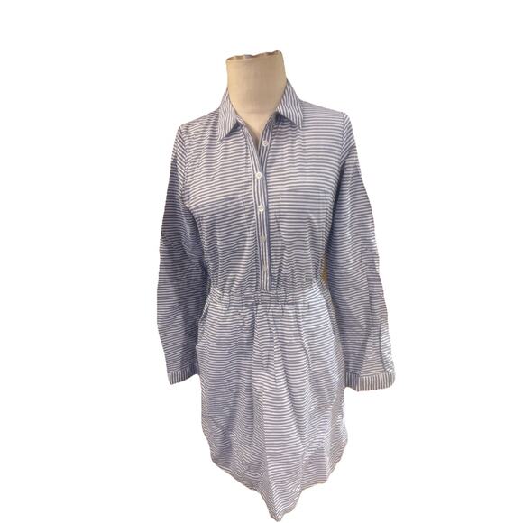 Love Fire Shirt Dress Womens Medium Blue and White Striped Half Way Up Buttons - Picture 3 of 8